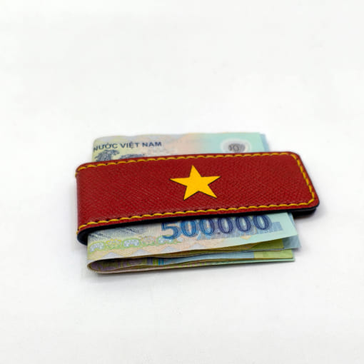 kẹp tiền nền đỏ sao vàng, khắc tên miễn phí