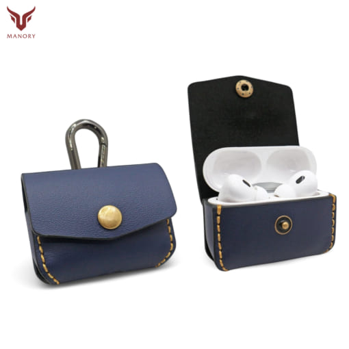 case da Airpods Pro được làm từ da bò, xanh navy