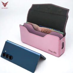 Bao da 2 ngăn kèm ngăn tiền Samsung Galaxy Z Fold 6 da bò màu tím hạt