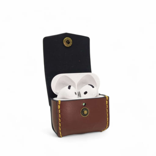 Case da da Airpods 4 Anc được làm từ da bò, màu pullup khóa nút bấm