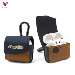Case da Airpods 3 được làm từ da bò, phối màu xanh đen hạt và nâu hạt