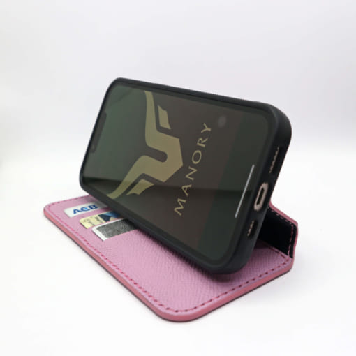 Flip Cover Iphone 15 pro max, ốp lưng kèm ví màu tím hạt